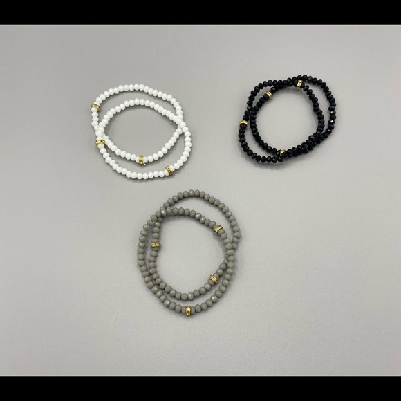 Black white and Grey Stretch Bracelets - Picture 2 of 2